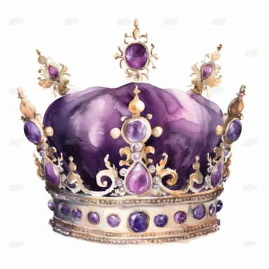 Violet color united kingdom King Charles iii coronation clipart imperial crown jewels watercolor adorable