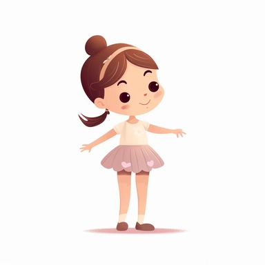 ballerina little girl standing, full body, clipart svg, vector art, white background
