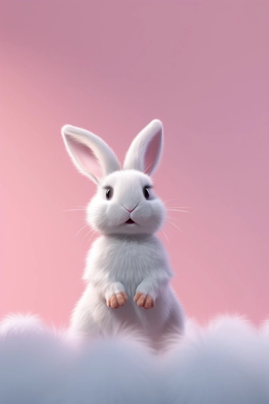 ed small bunny clipart, in the style of unreal engine 5, vray tracing, subtle pastel tones, rollei prego 90, white and pink, dutch and flemish