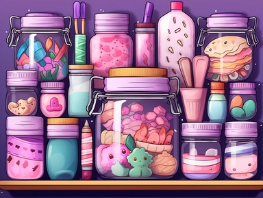 craft jar clipart clipart png – creative free vector image, in the style of saturated palette, cluttered, margaret keane, light purple, juxtaposition of objects, technology-based art, neo-pop iconography