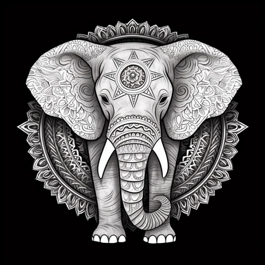 elephant side view mandala style, head only, outline, coloring book, simplicity, illustration mandala clipart