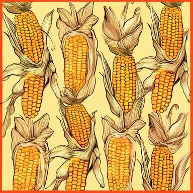 1 corn on the cobb, repeating pattern vertically, light orange background, clip art, cute,--tile--corn on the cobb not touching