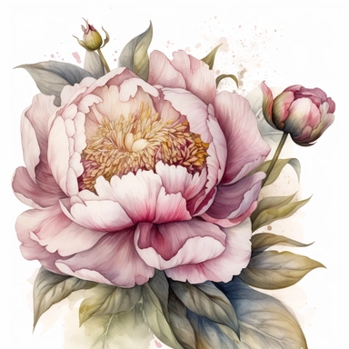 a bouquet with a few peonies clipart with white background, unimaginable beauty,white with little pink details in the centre of the bloom,An illustration clipart painted by ann buccarelli, watercolour, combo pale colours, insanely detailed, on white background, amazing colour combo, with detailed watercolor bloom, white/ pink/ green, bec winnel, intricately textured, close up, walter Langley, lucy grossmith, heavy impasto technique, detailed shading, atmospheric watercolours, on white background