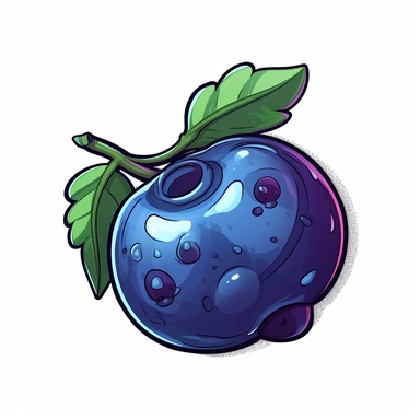 single blueberry clipart illustration, white background,