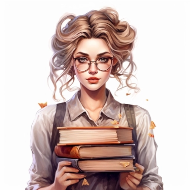 watercolor clipart, dark academia aesthetic, beautiful woman holding books, blouse, pinned up hair, bloomcore, spectacles, pretty, looking at viewer, highly detailed, womancore, depth of field, close-up,dark aesthetic, detailed character illustration, detailed, multilayered realism, UHD, 8K, 3D, solid white background