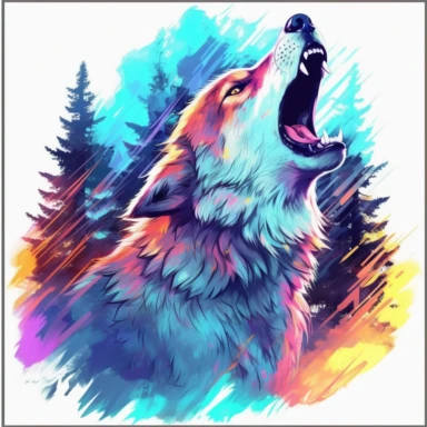 vivid Howling Wolf clipart 8k