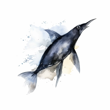 Black Ghost Knifefish Fish, water color style, clipart, white background