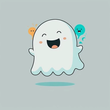 flat clipart single color background happy ghost cute