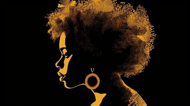 Black girl Silhouette. African American woman. Beautiful female profile. Decorated with hand written text. Vector clipart , UHD, 8k,