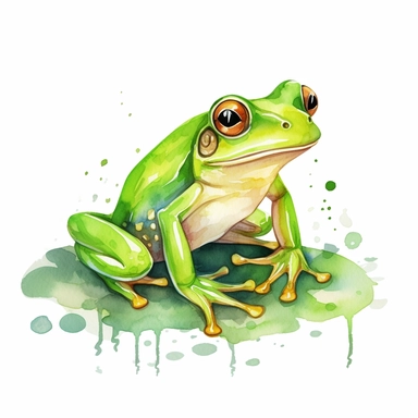 a Watercolor Green Frog Clipart