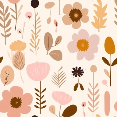 light pink and light brown flower cliparts, in the style of victor pasmore, light orange and light pink, free brushwork, henri rousseau, stencils, mural-like compositions, elsa beskow, minimal art, simple, earth tone