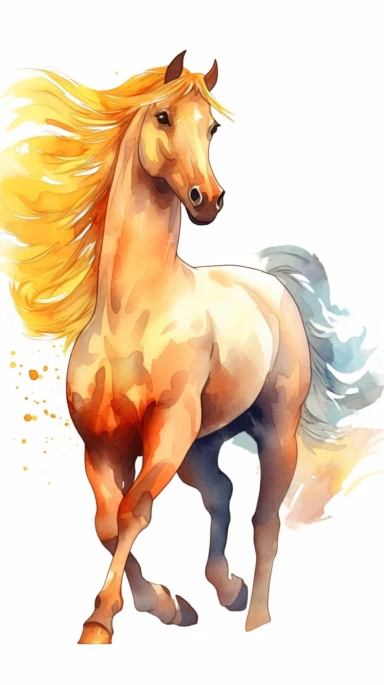 pegaso con la elegancia de un caballo, como cola, orejas, a todo color, textura de pintura de punto, Perfecto para el arte de ilustración de libros, simple, lindo, a todo color, clipart, ilustración de acuarela, individual objeto, alta definición 8k, fondo blanco para eliminar el fondo