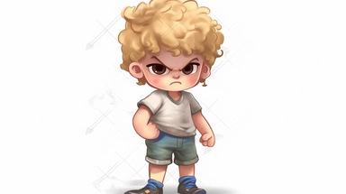 A boy, angry, making a fist: 2, legs, shoes, standing, curly hair, blonde, 5 years old, watercolor clipart, full illustration, 4k, sharp focus, watercolor, smooth soft skin, symmetry, soft lighting, detailed face , concept art, watercolor style, strybk, kids style fairytale, chibi kawaii, . Octane rendering, 3d, perfect face, detailed face, delicate face, perfect sharp lips, detailed eyes. Craig Davison, Aubrey Beardsley, Conrad Roset, Aikut Aidogdu, Agnes Cecil, watercolor style