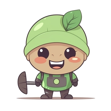 happy cute Plant Attendant face, cartoon, clipart, mascot, isolated on white background