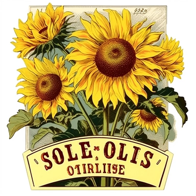 clipart, yellow sunflowers, vintage seed catalog style, Cole's garden annual 1915 , high quality Vector illustration. Isolated on a white background, no gradient, text