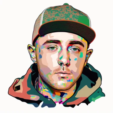 Mac Miller rap artist clipart colorful contour white background contour png