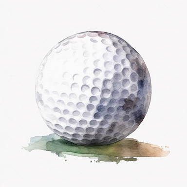 Watercolor golf ball, Clipart, white background, no text, no caption