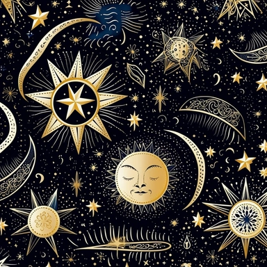 A celestial-themed clipart design, featuring a celestial pattern that embodies ethereal beauty and celestial mystique. The clipart showcases intricate constellations of stars, interwoven with delicate celestial elements such as crescent moons and shooting stars. The celestial motifs are elegantly arranged on the fabric, creating a mesmerizing pattern that evokes a sense of wonder and enchantment. The color palette of the clipart design is a combination of deep indigos, mystical purples, and shim