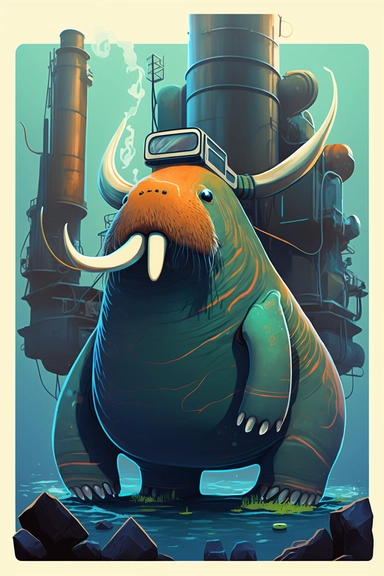 trident, pioneer, boiler, germ, TV, walrus book illustration style, by Digital-Vector-Illustration Jordan-Grimmer-Concept-Painting, watercolor clipart, hyperdetailed painting, beautiful scene, cartoon, flat colors, 50mm, f1.4