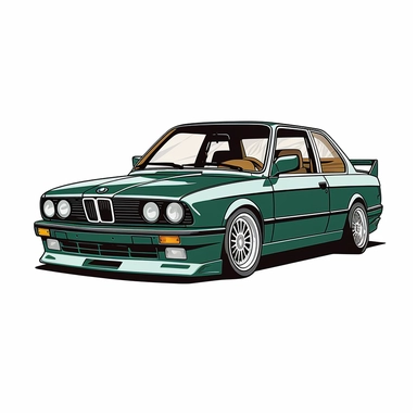 bmw e30 clipart dark green with white background#
