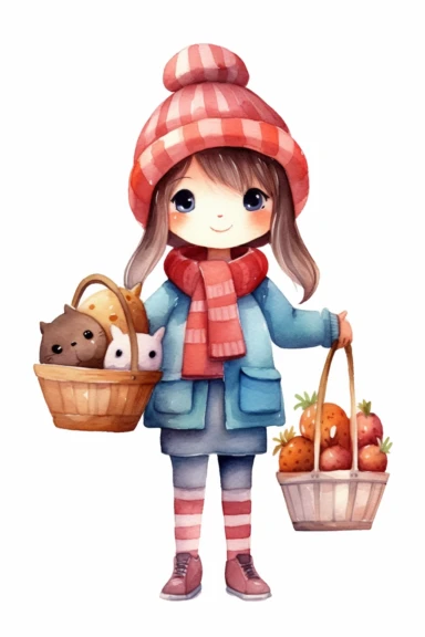 merchant watercolor clipart cute isolated on white background
