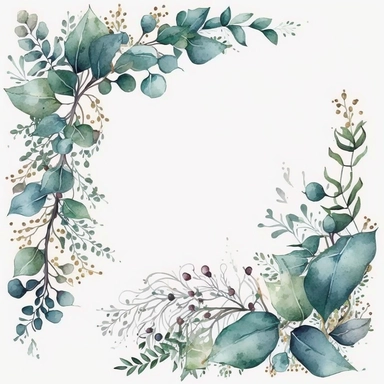 watercolor eucalyptus corner border clipart. edges and corners, Greenery frame