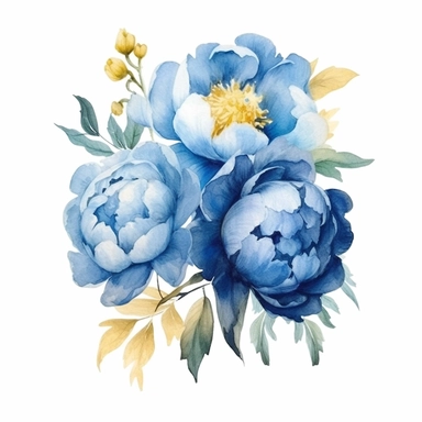 Blue Peonies png, watercolour peony clipart for wall art, peony illustration, floral clipart, watercolour flower clipart, watercolour png