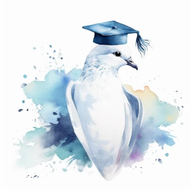 Graduation Dove watercolor clipart white background with margins lovely