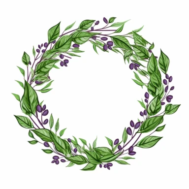 clipart flat art wreath laurel made from grape leaves, white background