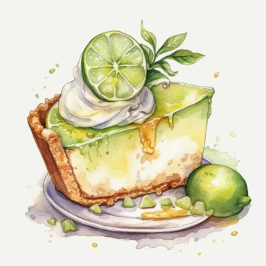 watercolor key lime pie clipart , 8k, hd,hyper-detailed, super cute