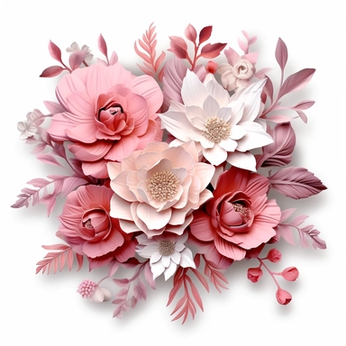 3d Sublimation Pink Floral Clipart, white background