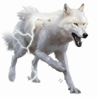 white wolf walking, lightening clipart