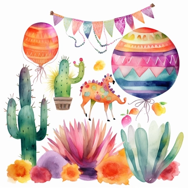 watercolor clipart fiesta pinata