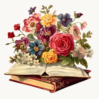 Antique Book, vintage, retro, flowers, watercolor, clipart, white background