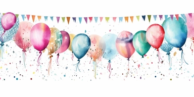 Birthday banners design, water color style, clipart, white background