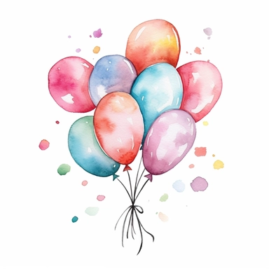 whimsical watercolour clip art against a white background easter themed balloons