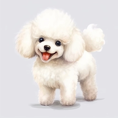 side view cute white baby Poodle clipart set,8k,realistic skin, digital painting, happy expression, running pose, FLUFFY FUR, in the style of watercolor cartoon clipart, kate greenaway style,high resolution, composition free space, vibrant color scheme, watercolour clipart,isolated white background, clipart most popular on etsy, book illustration, featured on dribble,print on demand image, PNG tranparent background,composition medium shot, no text