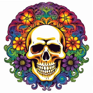 psychedelic grateful dead clipart, no background