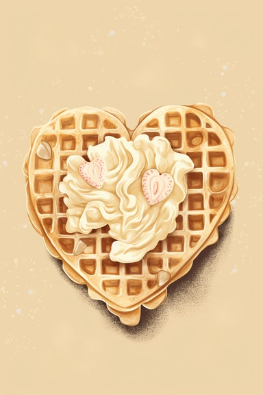 a heart-shaped viennese waffle that is perfect for special occasions. for valentines day, holidays, romantic situations, notebooks, notepads, posters.. clip art, scrapbook, clip art, painting, postcard, valentine, beige, print, romantic, poster, party, piece, arrangement, sweetheart, happy birthday