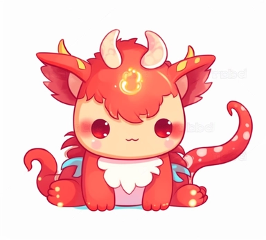 dragon clipart with ears and red color with two dragons on legs, in the style of the stars art group (xing xing), kawaii charm, manticore, soft shading, animated gifs, rural china, toy-like proportions