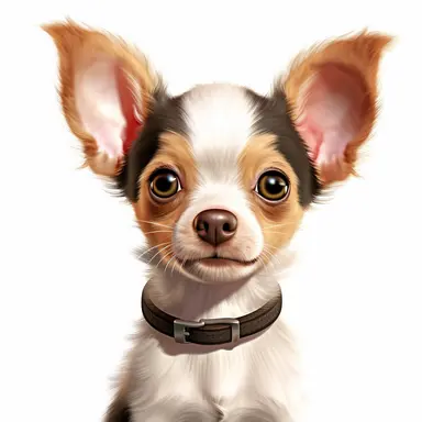 Chihuahua puppy, Closeup Portrait, Clipart, Digital art, disney style, hyperdetailed, 1080p, Ultra-HD, white background