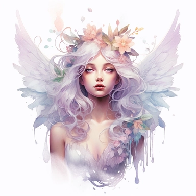 Fairy, clipart, intense white and deep pastel colors, dnd, watercolor, no background, isolated on a white background, self contained, well defined edges, by amy sol and magali villeneuve and susan bourdet and ross tran, spaced out, glowy, intricate, 8k
