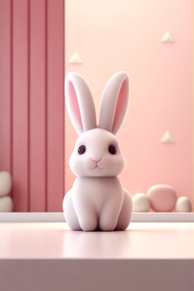 ed small bunny clipart, in the style of unreal engine 5, vray tracing, subtle pastel tones, rollei prego 90, white and pink, dutch and flemish