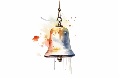 Clip art of ice Japanese Wind Bell, simple, white background, Beautiful margins, large margins, by Helen Beatrix Potter, easy to crop image, Natural light, 4k, HDR