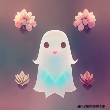 cute ghost clipart in a grid, OrientalLight, flowers, heart Pastel colors, Trending 8k, anime style, dynamic lighting, cinematic,