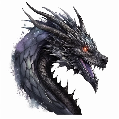 fearsome dragon clipart, on white background, no shadow, no overlapping, only head and neck, gothic fearless dark