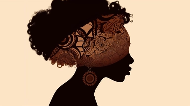 Black girl Silhouette. African American woman. Beautiful female profile. Decorated with hand written text. Vector clipart , UHD, 8k,