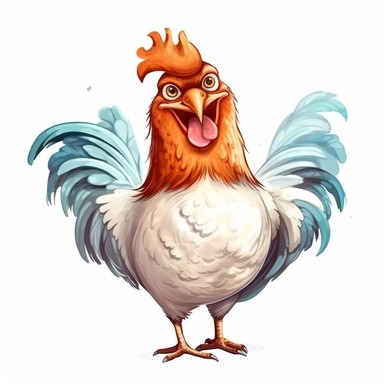 Cute Beautiful Happy Face Chicken Full body Sublimation Clipart,Cartoon,hyper realistic, intricate detail, illustration style,high solution,on the white background