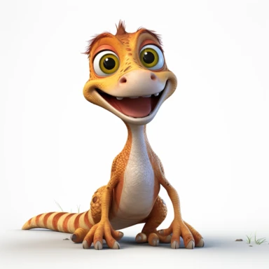 clipart, cartoon Coelophysis, in the style of imax, playful and lighthearted compositions, childlike innocence and charm, uhd image, realistic and hyper-detailed renderings, movie still, utilizes, white background