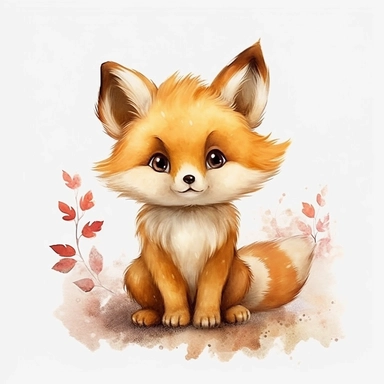 Watercolour cute disney inspired animated woodland baby fox realistic baby fox playing Disney inspired cute baby fox perfect cute real facial features compelling beautiful realistic eyes four perfect legs and hooves perfectly detailed baby fox beautiful realistic intricate detailed perfect baby fox cute details , PNG image,ultra highly detailed, 18k, sharp focus, bright photo with vibrant colours, digitally enhanced,photographic, enhanced graphics, straight, sharp focus, bright lighting, intrica